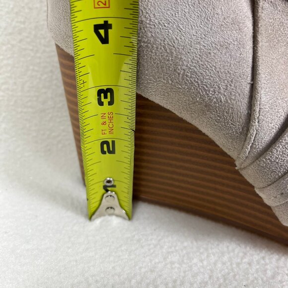 Very cute Open toe suede wedge beige side zip Shoes US Size 9.5 - Picture 8 of 10